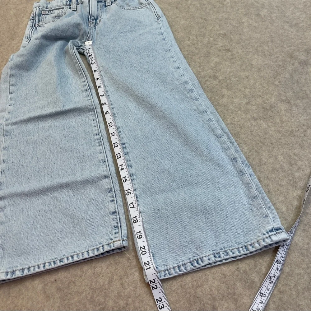 Old Navy High Rise Baggy Wide Leg Light Wash Blue Denim Jeans Girls size 8